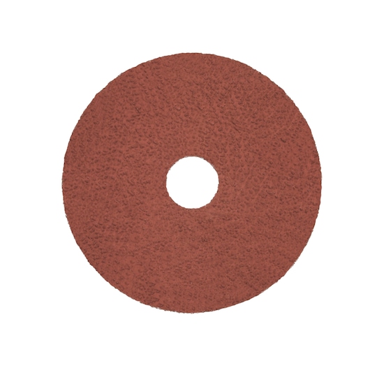 A single brown abrasive fiber disc with a rough texture and a central hole, shown on a white background.