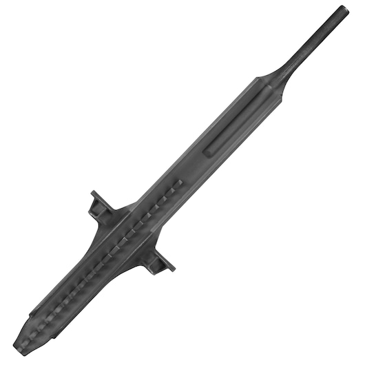 A close-up image of a DEWALT DCN8901 black plastic fastener guide accessory, shown on a white background.