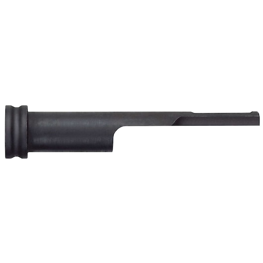 Black DEWALT DCN8904 attachment part with cylindrical and flat sections, shown on a white background.