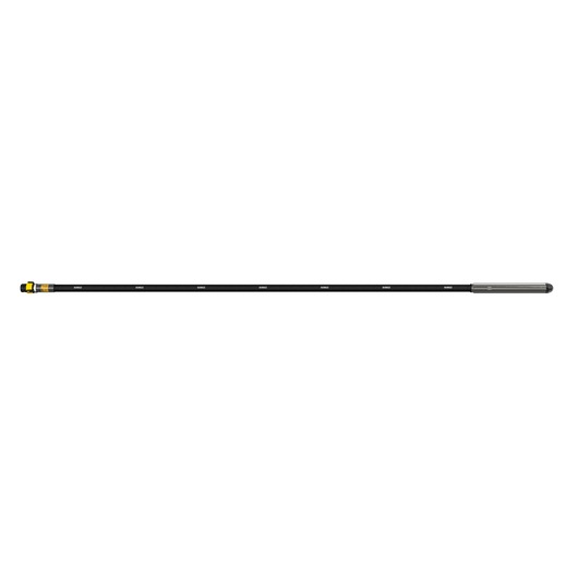 Long, black pole with metal and yellow fittings, photographed against a white background.