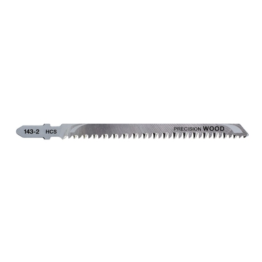 DEWALT DT2048 precision wood jigsaw blade with sharp teeth, labeled 143-2 HCS.