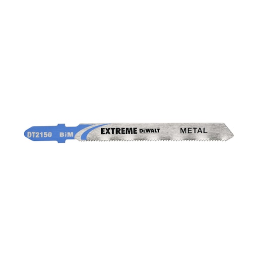 DEWALT DT2150 metal cutting jigsaw blade with blue and silver color and extreme branding.