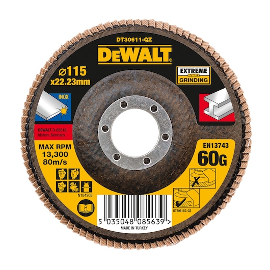 DEWALT grinding disc DT30611-QZ, DT30611, for extreme grinding, diameter 115mm, photography product.