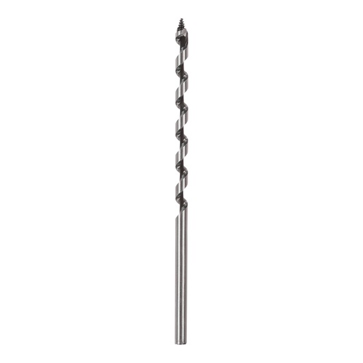 Single metal auger drill bit for woodworking, shown upright on a white background.