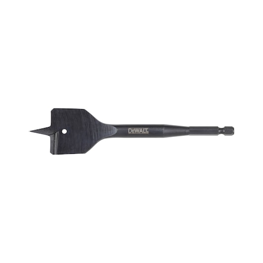 DEWALT flat wood drill bit with hex shank, suitable for woodworking and precise hole drilling tasks.