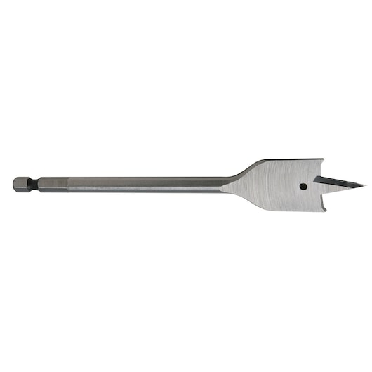 A DEWALT flat wood drill bit with a hex shank, used for drilling holes in wood.