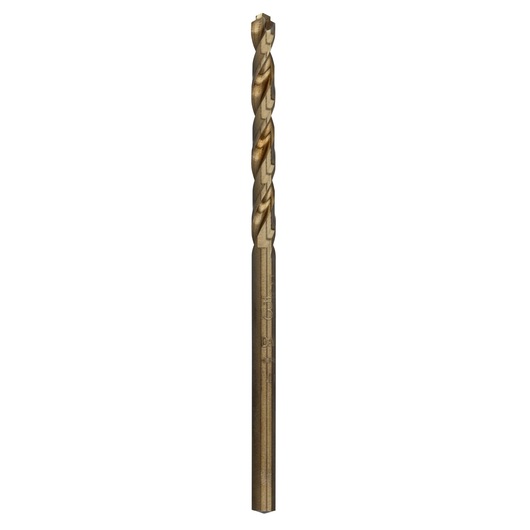 A single DEWALT DT4933 HSS metal drill bit with a gold finish, shown upright on a white background.