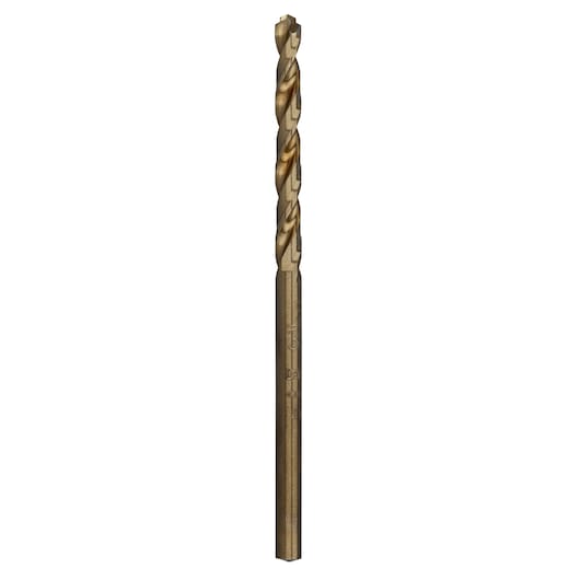 A DEWALT DT4934 gold-colored metal drill bit with a spiral design for precision drilling.