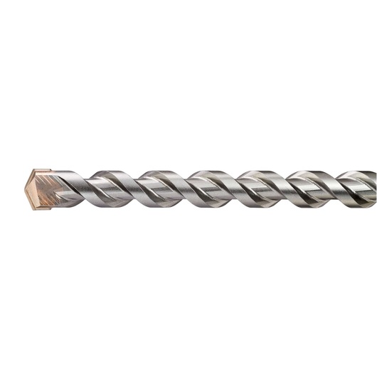 Close-up of a DEWALT DT60207 metal drill bit with spiral fluting and a chisel tip, isolated on white.