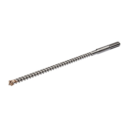 A DEWALT SDS Max rotary hammer drill bit with a spiral flute and carbide tip, designed for heavy-duty drilling in concrete and masonry, shown against a white background.