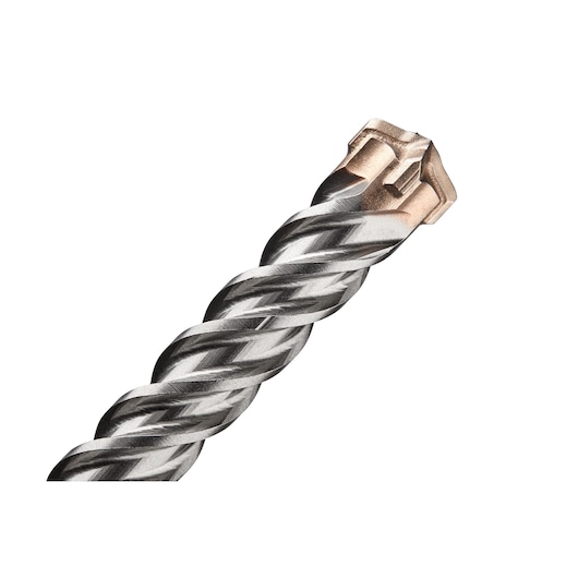 Close-up of a DEWALT DT60805 masonry drill bit showing its twisted metal shaft and carbide tip.