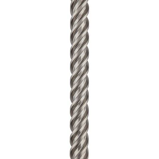 Close-up of a DEWALT DT60815 twisted metal drill bit with a spiral pattern, shown vertically on white background.