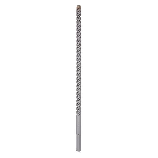 A long, twisted metal drill bit with a solid shank for heavy-duty drilling tasks on a white background.