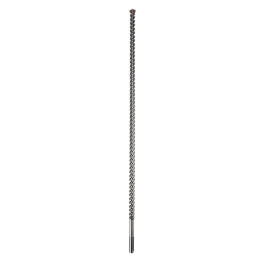 Long spiral drill bit for heavy-duty drilling, designed for use with power tools on concrete or masonry surfaces.