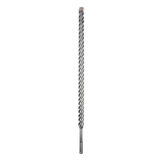 A single long, metal SDS masonry drill bit with a spiral design, shown vertically against a white background.
