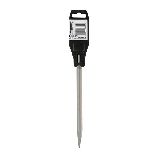 A DEWALT DT6801 pointed chisel bit in retail packaging, used for breaking and demolition with power tools.