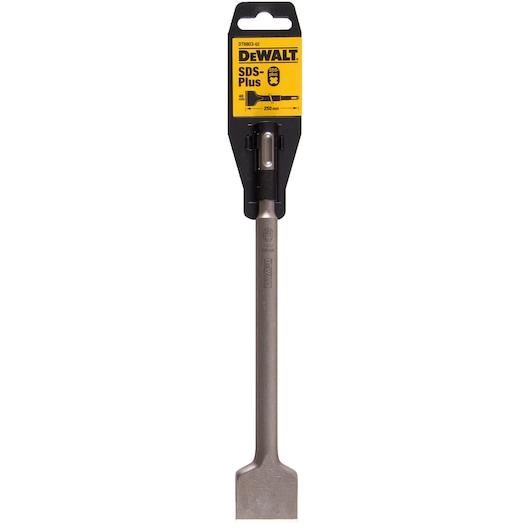 DEWALT SDS-Plus flat chisel, 250mm, for demolition and masonry work. Pack includes one tool.