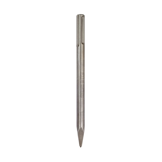 DEWALT pointed chisel for demolition, SDS Max fitting, metal construction, shown vertically on white background.