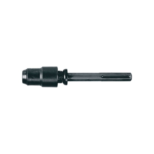 A DEWALT DT6830 SDS-plus adapter with a black metal cylindrical body, designed for power tool compatibility, shown on a plain white background.