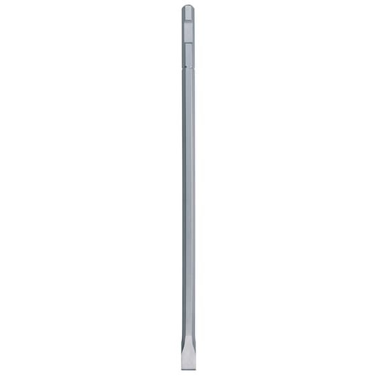 Long, flat metal chisel accessory for power tools, shown vertically on a white background.