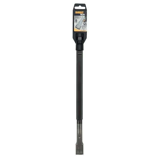 DEWALT DT6958 chisel bit for drills, with hex shank and flat tip, packaged for retail display.