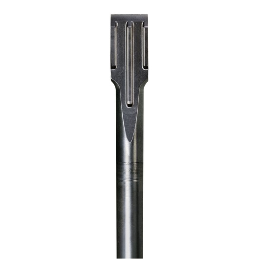 Metal DEWALT wide flat chisel bit for demolition work, shown upright on a white background.