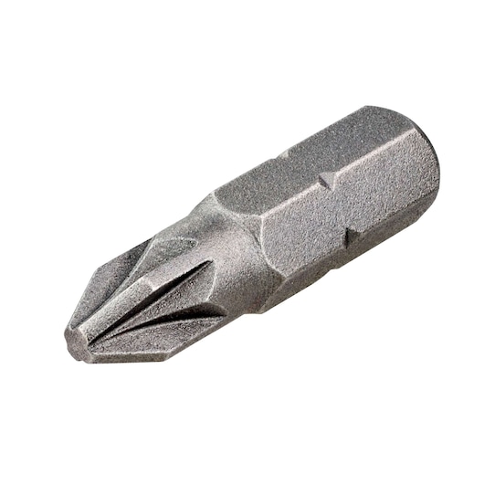 Close-up of a DEWALT DT7612 screwdriver bit with a crosshead tip on a white background.