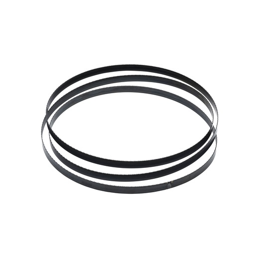 DEWALT DT8476 band saw blade with fine teeth, shown coiled and ready for use or storage.