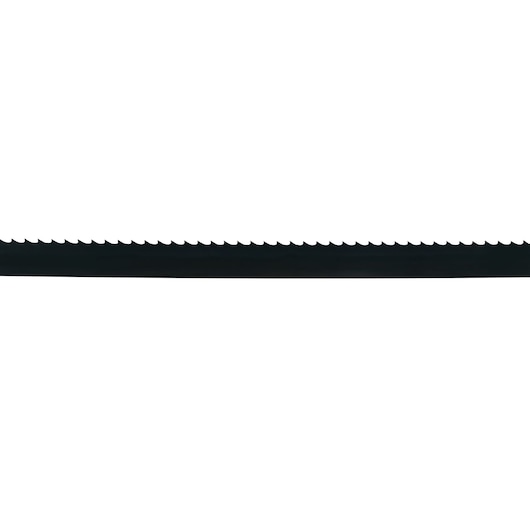 DEWALT DT8481 bandsaw blade with sharp teeth, used for cutting wood or metal.