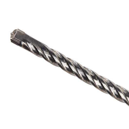 Close-up of a DEWALT DT8911 spiral drill bit, showing the metal tip and twisted design for masonry drilling.
