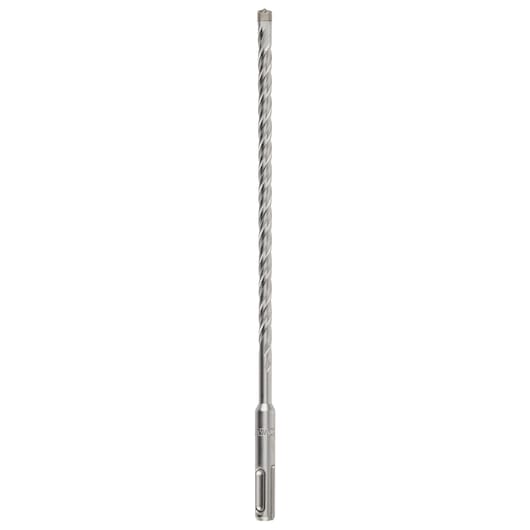 Long silver drill bit with spiral design, shown vertically on a white background.