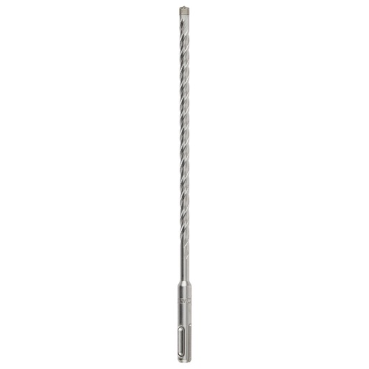 Long, spiral DEWALT drill bit with SDS shank for masonry and concrete drilling.