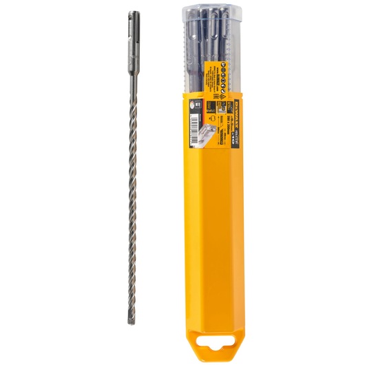 DEWALT DT8961 SDS drill bit and yellow storage tube with label for masonry drilling.