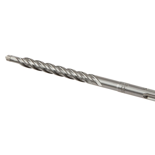 A close-up of a DEWALT DT8969 metal drill bit with a spiral flute design, used for drilling into materials like concrete or masonry.