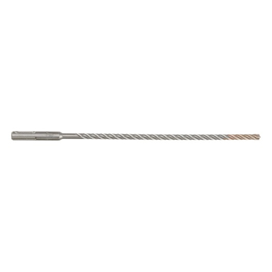 A long, silver DEWALT masonry drill bit with SDS-plus shank, shown on a white background.