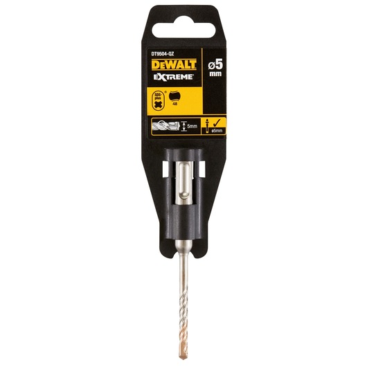 DEWALT DT9504 Extreme SDS Plus drill bit, 5mm size, packaged for masonry and concrete drilling.