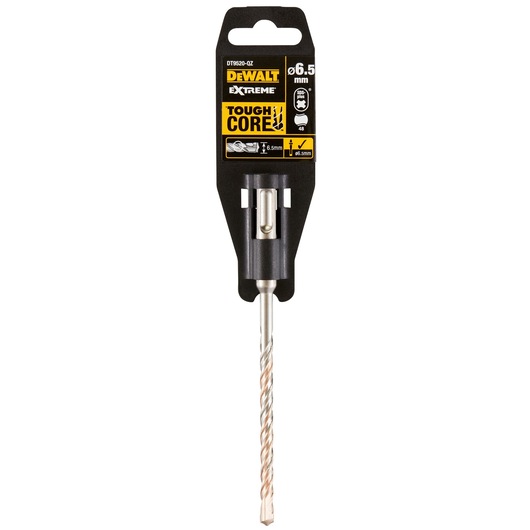 DEWALT DT9520 6.5mm masonry drill bit in retail packaging, features Tough Core branding and product details.