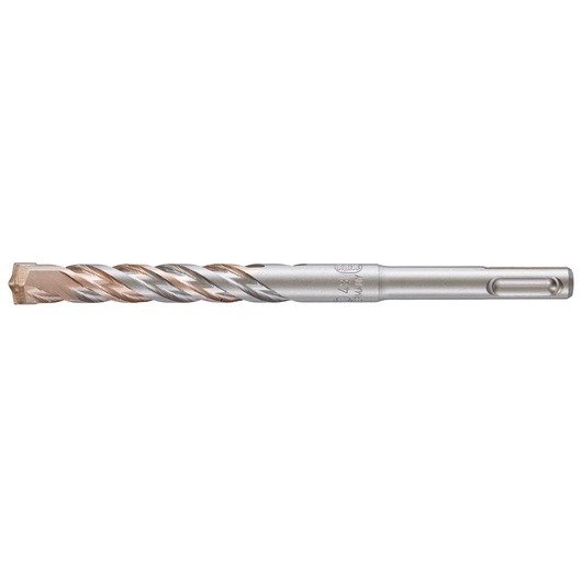 A DEWALT DT9552 metal drill bit with spiral flutes and a reinforced tip, used for drilling materials.