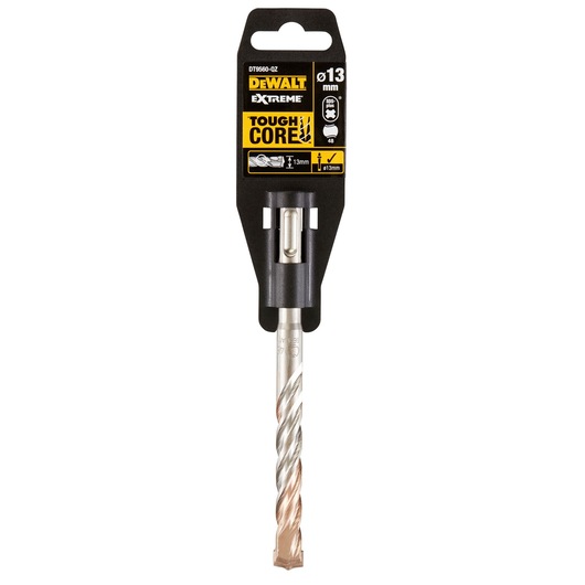 DEWALT DT9560 Extreme Tough Core 13mm drill bit in retail packaging, silver with black and yellow top label.