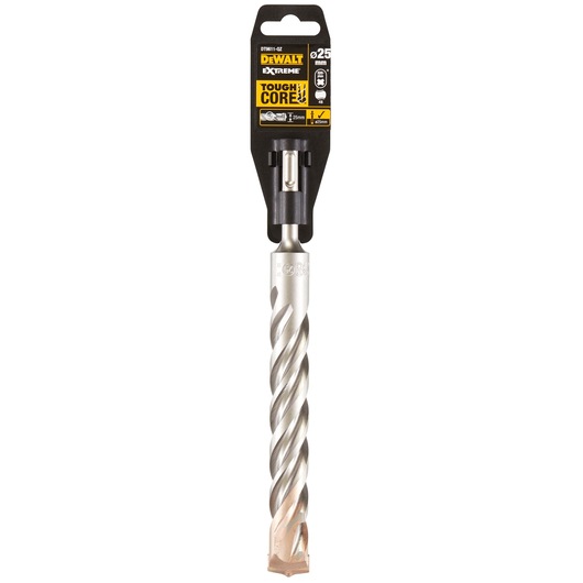 DEWALT DT9611 Tough Core 25mm metal drill bit in retail packaging with yellow and black label.