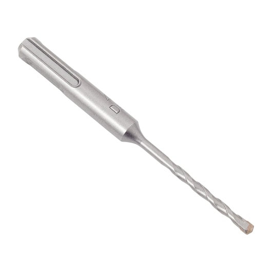 A single DEWALT metal drill bit with spiral flutes and SDS shank on a white background.