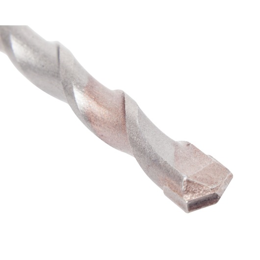Close-up of a DEWALT masonry drill bit with a carbide tip, shown against a white background.
