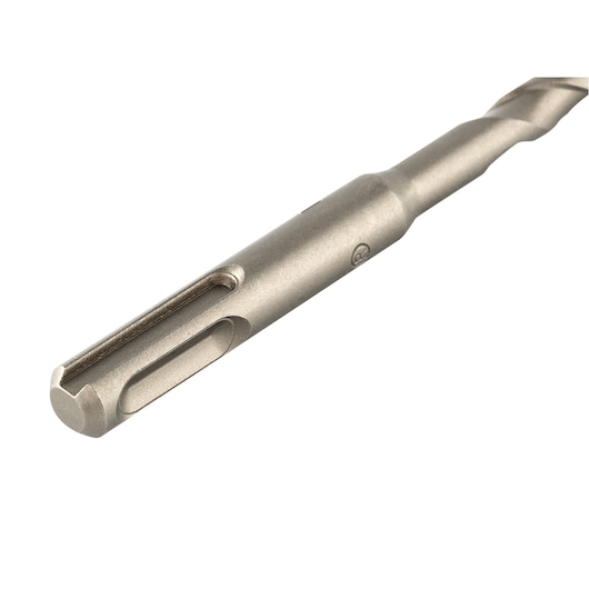 Close-up view of a DEWALT metal drill bit with an SDS shank, designed for use with power tools.