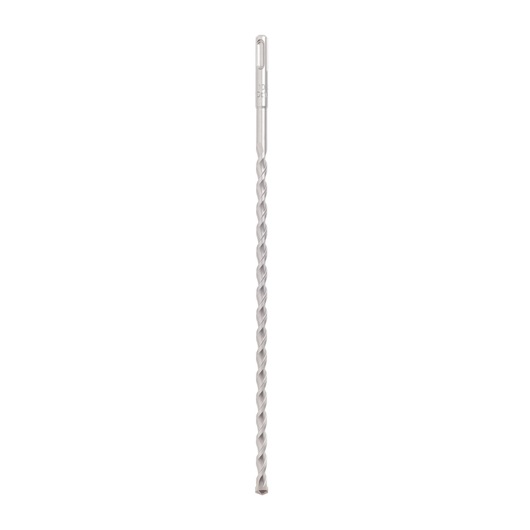 A DEWALT long, silver masonry drill bit with SDS-plus shank, displayed vertically on a white background.