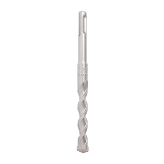 A DEWALT SDS drill bit with spiral design, shown upright on a white background.