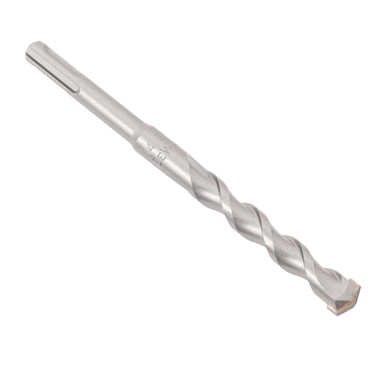 Silver DEWALT masonry drill bit with spiral fluting, designed for rotary hammer drill use.