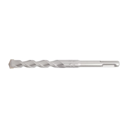 A silver DEWALT drill bit with a spiral design and flat tip, shown against a white background.