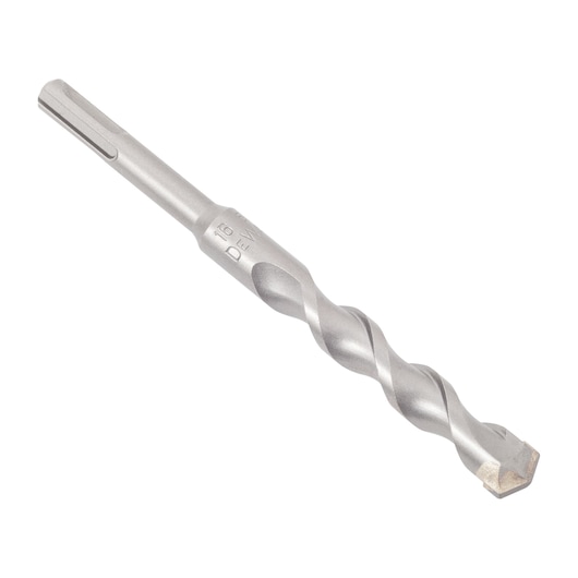 A DEWALT masonry drill bit with SDS shank, silver finish, designed for drilling into concrete and stone surfaces.