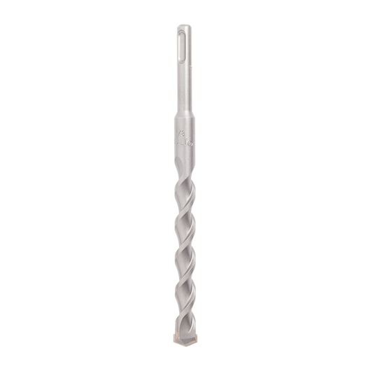 DEWALT silver masonry drill bit with spiral flute and SDS shank, shown upright on a white background.