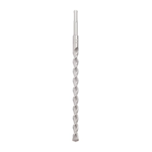 A metal spiral SDS drill bit for masonry, shown upright on a white background.